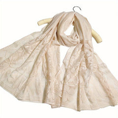 Lace Shawl Solid Jacquard Flower Hollow Cape for Women