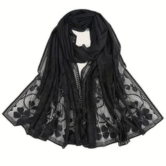 Lace Shawl Solid Jacquard Flower Hollow Cape for Women