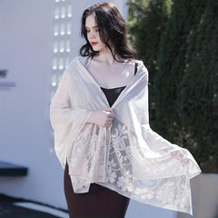 Lace Shawl Solid Jacquard Flower Hollow Cape for Women