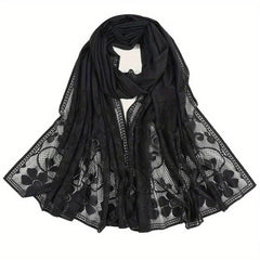Lace Shawl Solid Jacquard Flower Hollow Cape for Women