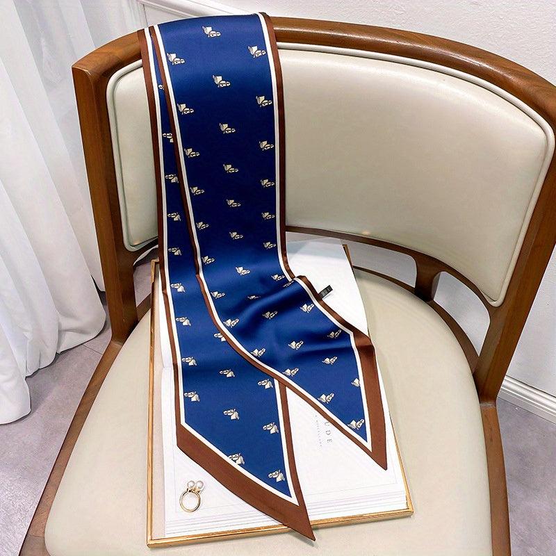 Pony Head Print Long Silk Scarf Ribbon Neck Scarf