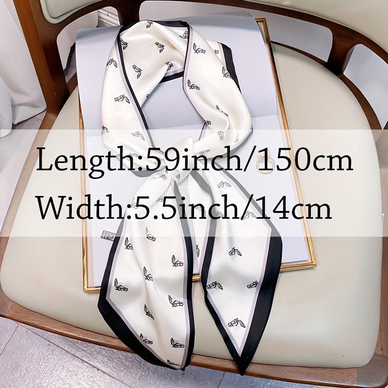 Pony Head Print Long Silk Scarf Ribbon Neck Scarf
