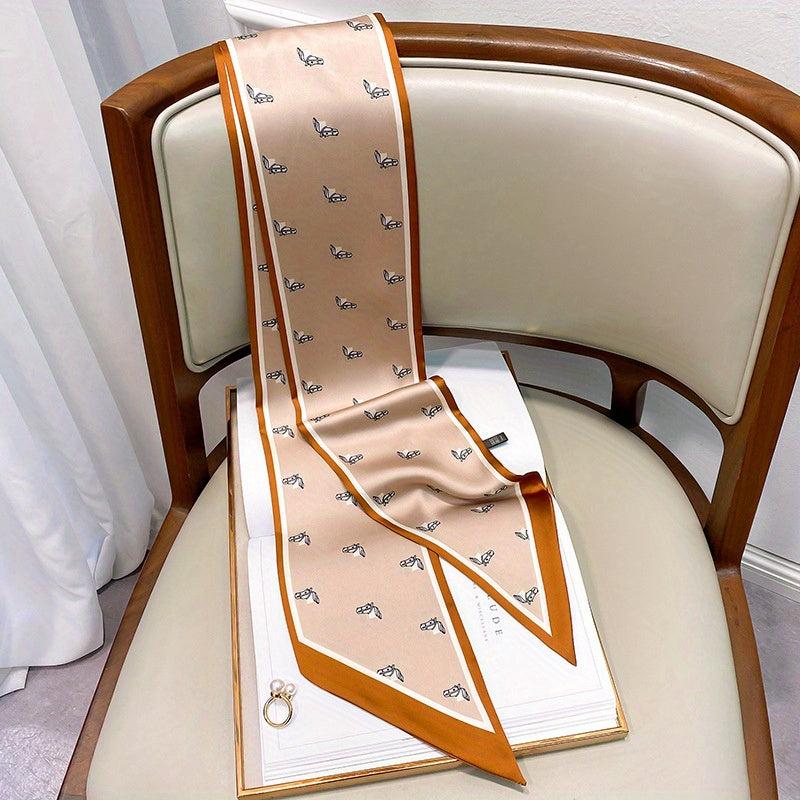Pony Head Print Long Silk Scarf Ribbon Neck Scarf