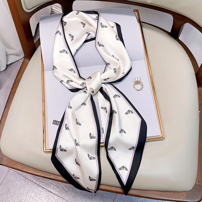 Pony Head Print Long Silk Scarf Ribbon Neck Scarf