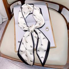 Pony Head Print Long Silk Scarf Ribbon Neck Scarf