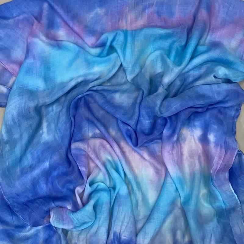 Gradient Tie Dye Scarf Vintage Printed Tassel Headwrap Casual Shawl