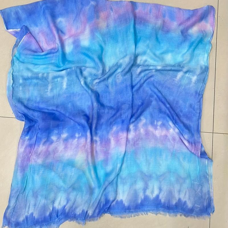 Gradient Tie Dye Scarf Vintage Printed Tassel Headwrap Casual Shawl