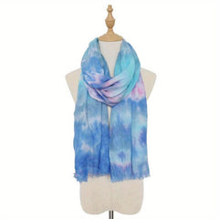 Gradient Tie Dye Scarf Vintage Printed Tassel Headwrap Casual Shawl