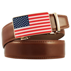 Men's Ratchet Dress Belt 91-116 Leather Jeans Belt Clip Slot Sliding Buckle