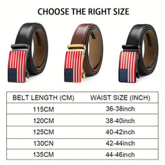 Men's Ratchet Dress Belt 91-116 Leather Jeans Belt Clip Slot Sliding Buckle