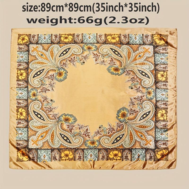 Paisley Print Satin Shawl Silk Square Scarf Bandana
