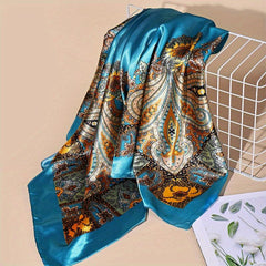 Paisley Print Satin Shawl Silk Square Scarf Bandana