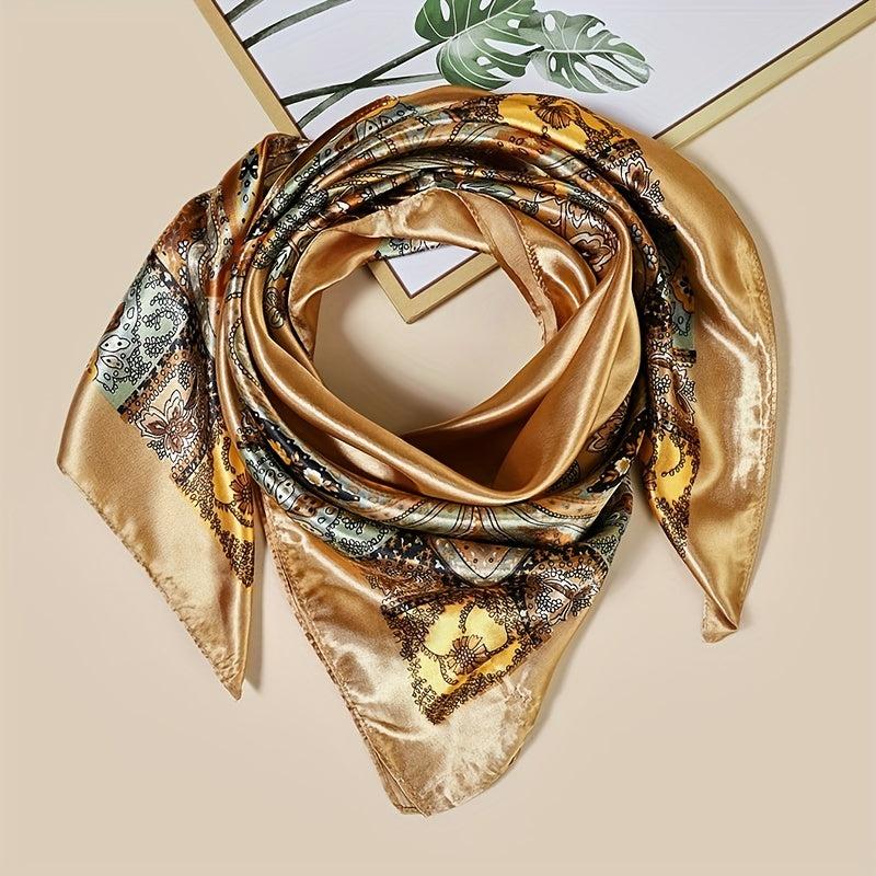 Paisley Print Satin Shawl Silk Square Scarf Bandana