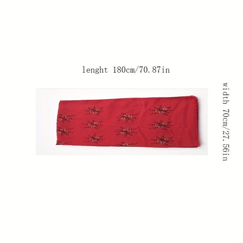 Vintage Plum Blossom Embroidery Tassel Shawl Hijab Scarf