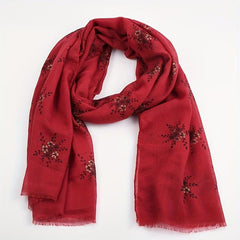Vintage Plum Blossom Embroidery Tassel Shawl Hijab Scarf