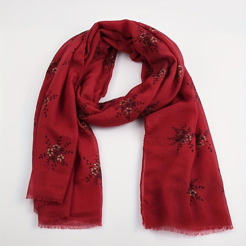 Vintage Plum Blossom Embroidery Tassel Shawl Hijab Scarf