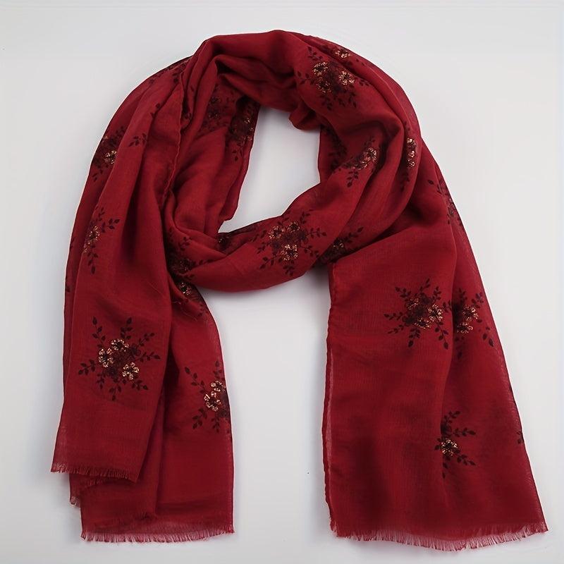 Vintage Plum Blossom Embroidery Tassel Shawl Hijab Scarf