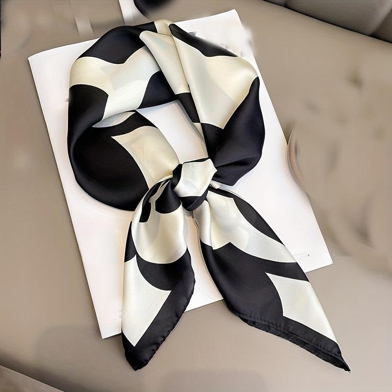 Camellia Print Square Scarf Satin Bandana Casual Shawl