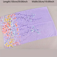 Leaf Print Chiffon Scarf Breathable Shawl Women Outdoor Head Wrap