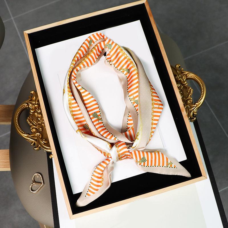 Flower Print Skinny Scarf Long Neckerchief Hairband Women Twilly Scarf