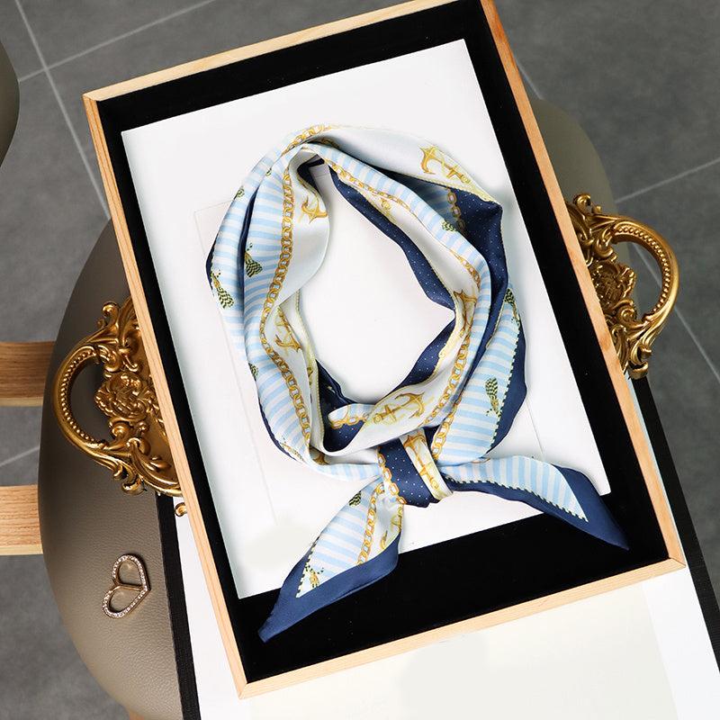 Flower Print Skinny Scarf Long Neckerchief Hairband Women Twilly Scarf