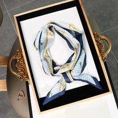 Flower Print Skinny Scarf Long Neckerchief Hairband Women Twilly Scarf