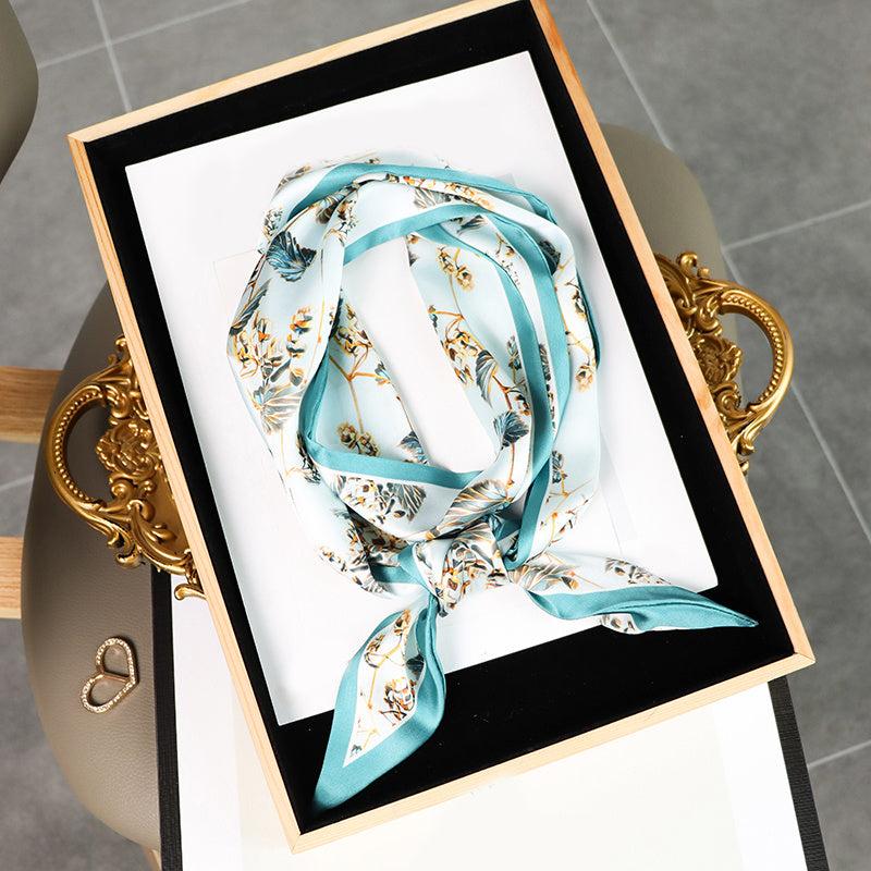 Flower Print Skinny Scarf Long Neckerchief Hairband Women Twilly Scarf
