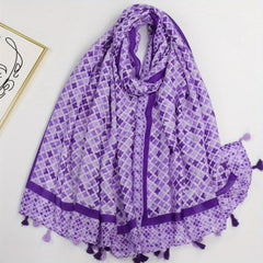 Floral Tassel Scarf Solid Shawl Casual Head Wrap