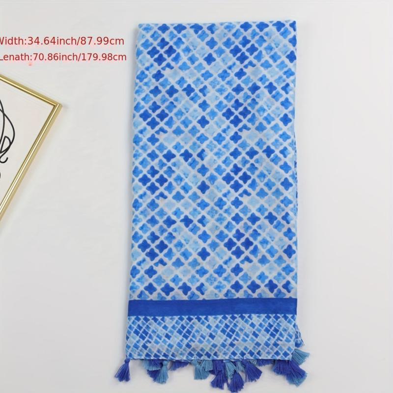 Floral Tassel Scarf Solid Shawl Casual Head Wrap