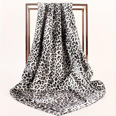 Leopard Print Square Scarf Classic Shawl Women Silk Head Wrap Vintage