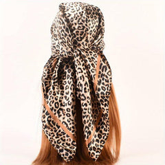 Leopard Print Square Scarf Classic Shawl Women Silk Head Wrap Vintage