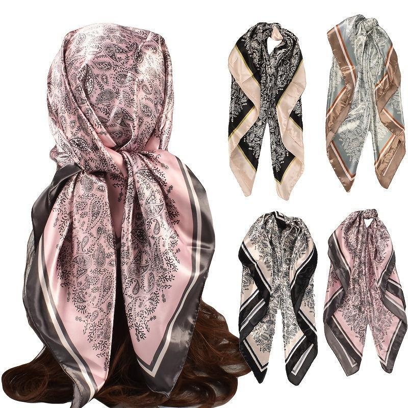 Satin Large Square Head Scarves Silk Neck Scarf Hair Wraps