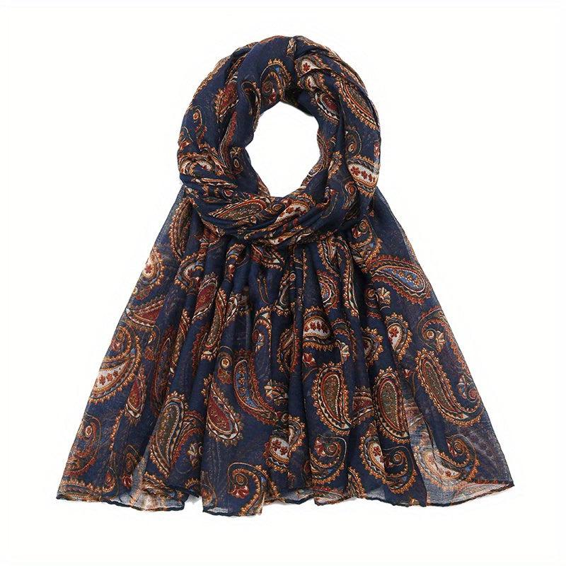 Paisley Print Voile Scarf Vintage Solid Shawl Windproof Head Wrap Women