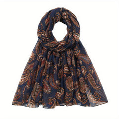 Paisley Print Voile Scarf Vintage Solid Shawl Windproof Head Wrap Women