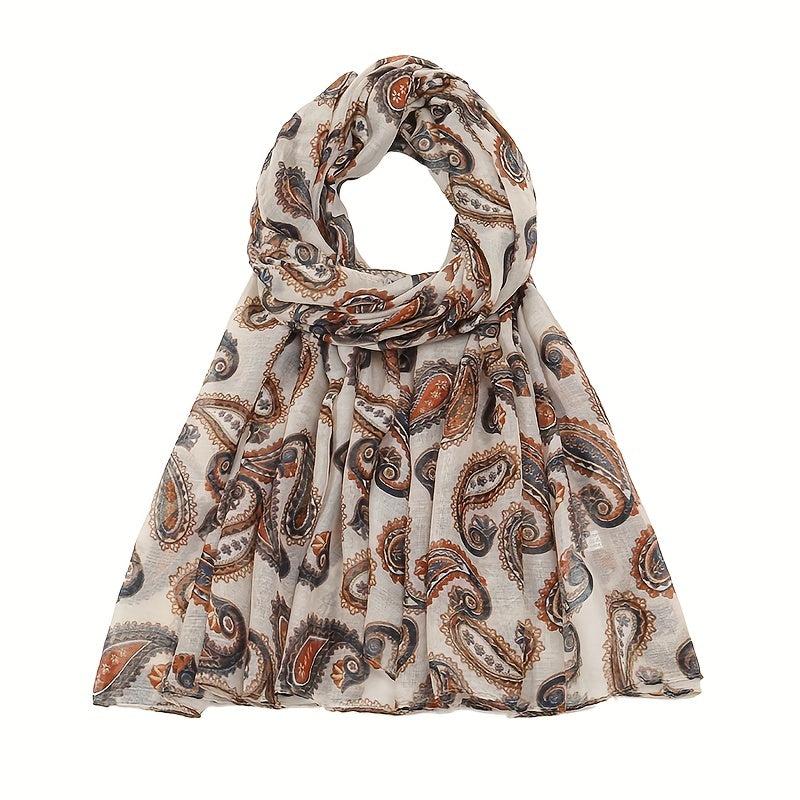 Paisley Print Voile Scarf Vintage Solid Shawl Windproof Head Wrap Women