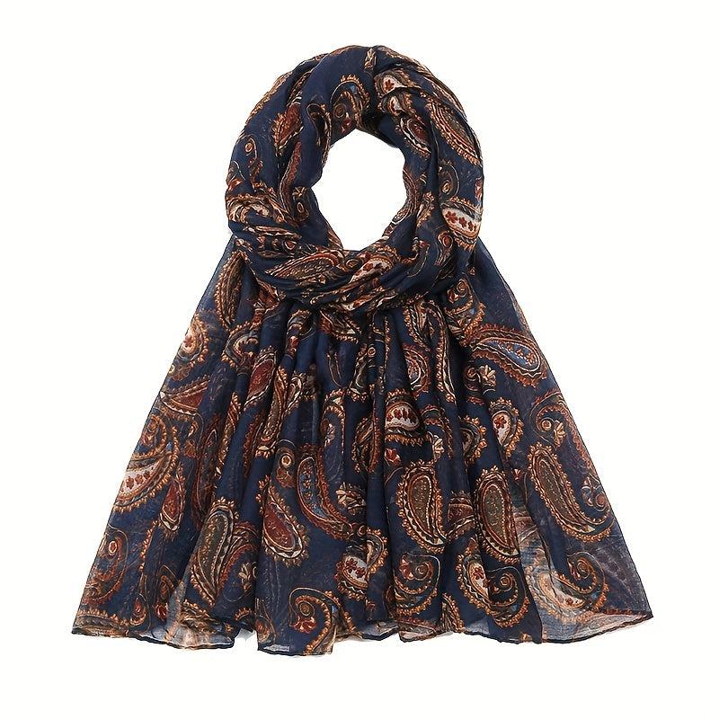 Paisley Print Voile Scarf Vintage Solid Shawl Windproof Head Wrap Women