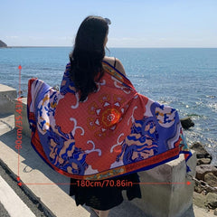 Boho Large Scarf Vintage Print Shawl Windproof Head Wrap