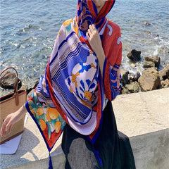 Boho Large Scarf Vintage Print Shawl Windproof Head Wrap
