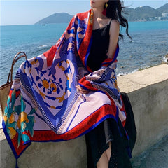 Boho Large Scarf Vintage Print Shawl Windproof Head Wrap