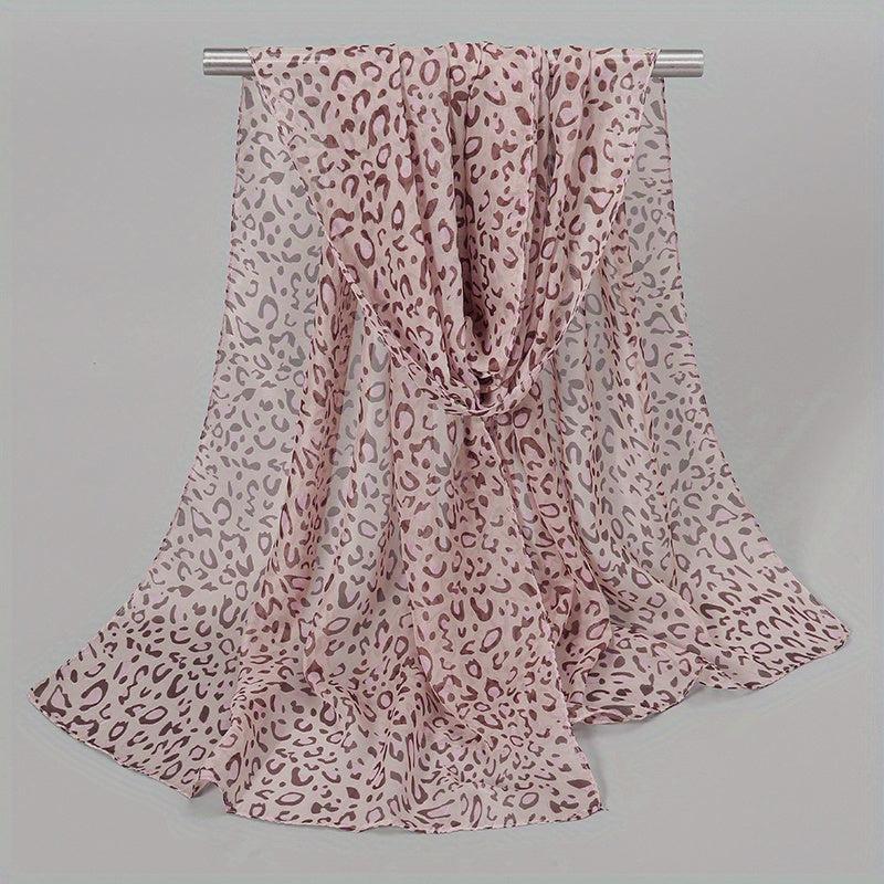 Leopard Print Chiffon Scarf Classic Shawl Sunscreen Windproof