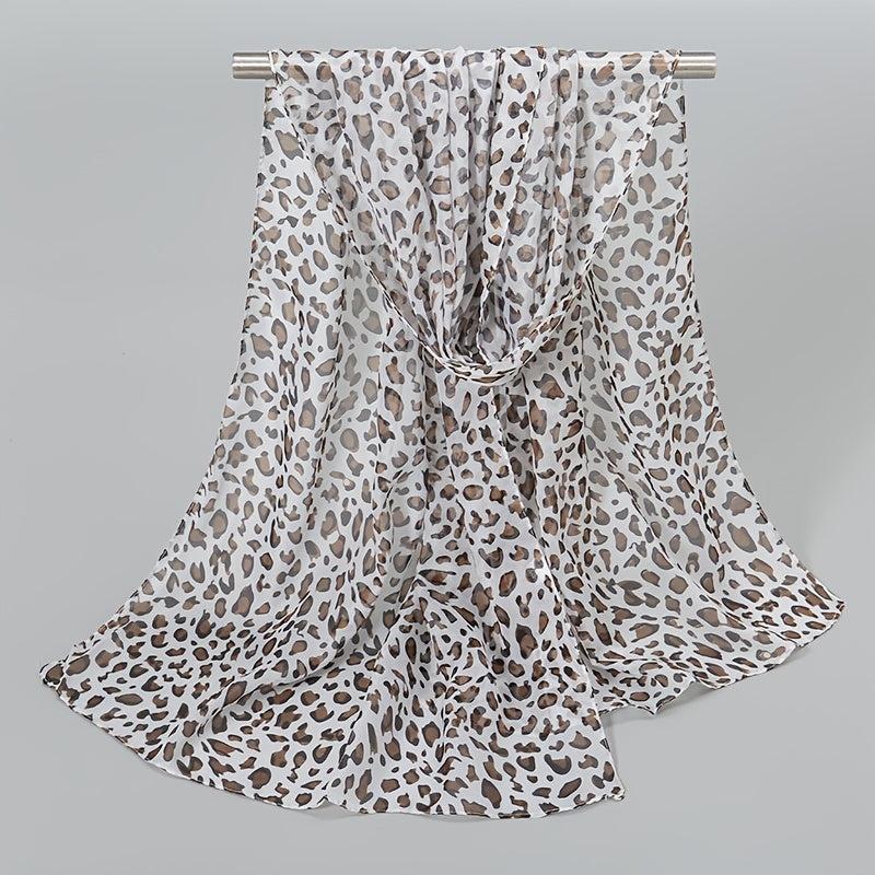 Leopard Print Chiffon Scarf Classic Shawl Sunscreen Windproof