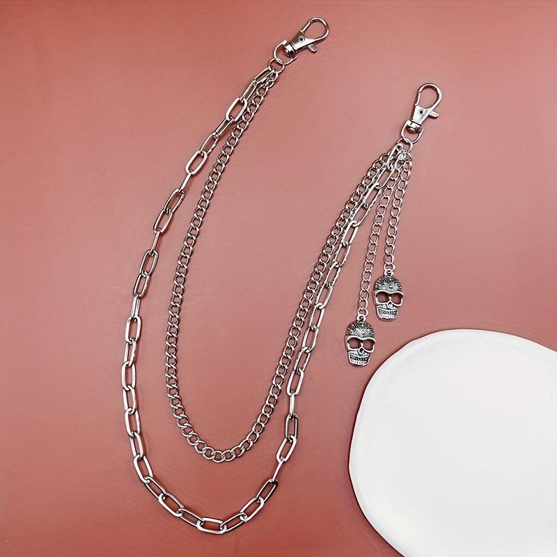 Skull Double Layer Waist Chain Men's Decorative Pant Jeans Chain