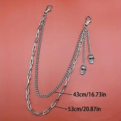Skull Double Layer Waist Chain Men's Decorative Pant Jeans Chain