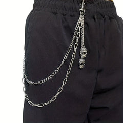 Skull Double Layer Waist Chain Men's Decorative Pant Jeans Chain