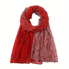 Vintage Striped Voile Scarf Hijab Block Boho Shawl Turban Sunscreen Headscarf