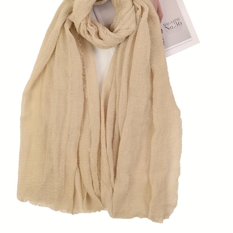 Khaki Crinkle Hijab Solid Scarf Casual Shawl Windproof Head Wrap