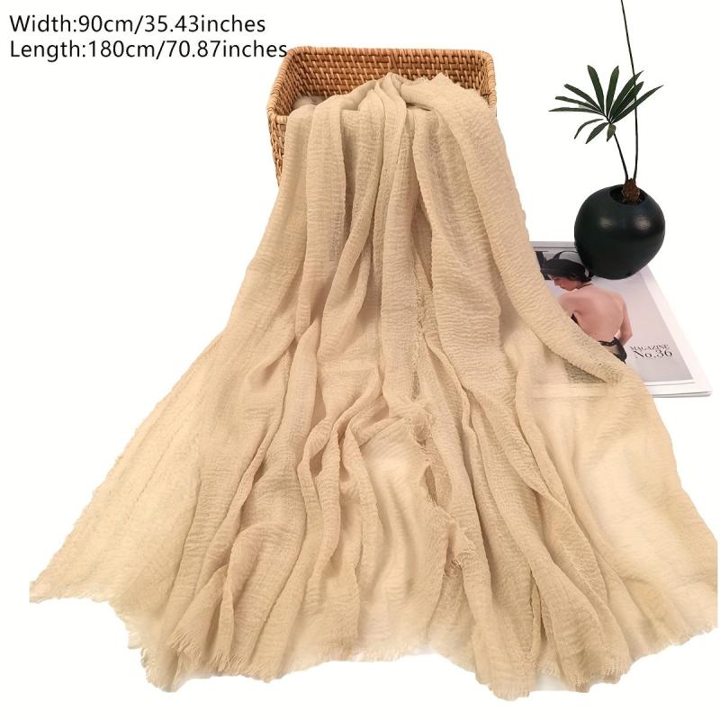 Khaki Crinkle Hijab Solid Scarf Casual Shawl Windproof Head Wrap