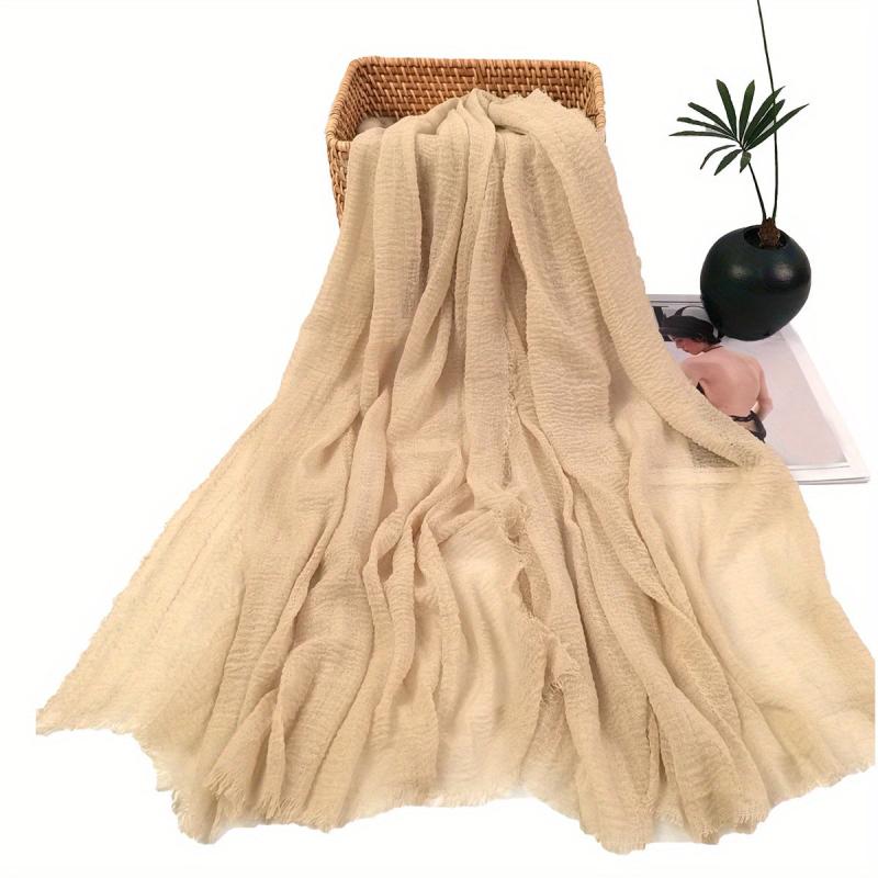 Khaki Crinkle Hijab Solid Scarf Casual Shawl Windproof Head Wrap