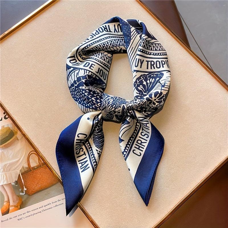Boho Forest Print Silk Square Scarf Neckerchief Bandana
