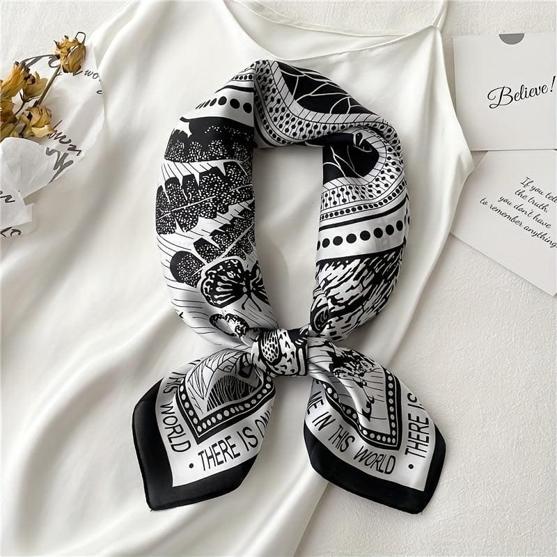 Boho Forest Print Silk Square Scarf Neckerchief Bandana